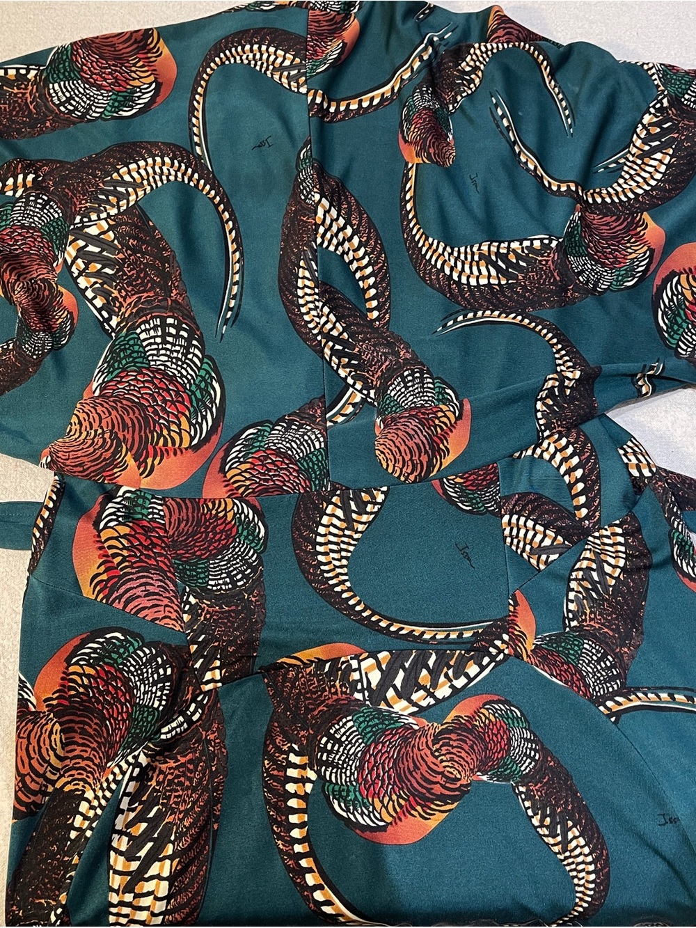 Issa London Teal Kimono Wrap/Tie Dress, Pheasants Print - Picture 6 of 10
